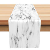 Lofaris White Black Luxurious Marble Patterns Table Runner